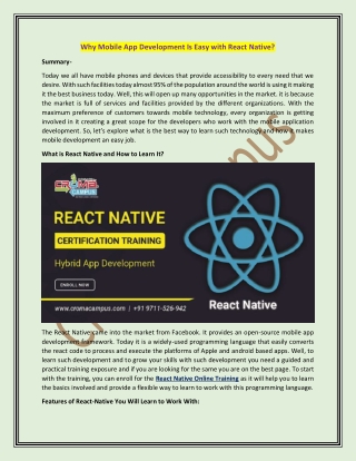 Why Mobile App Development Is Easy with React Native?