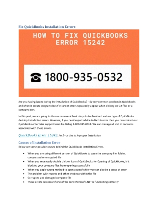 Fix QuickBooks Installation Errors
