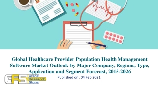 Global Healthcare Provider Population Health Management Software Market Outlook-by Major Company, Regions, Type, Applica