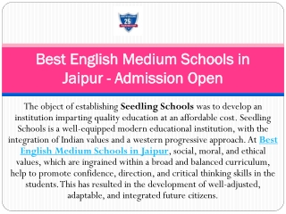 Best English Medium Schools in Jaipur - Admission Open