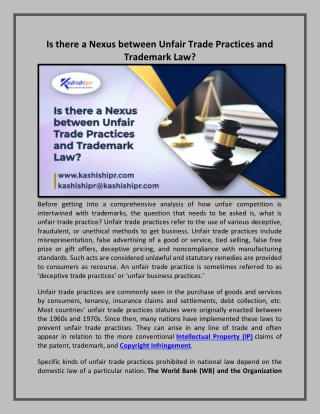 Is there a Nexus between Unfair Trade Practices and Trademark Law?