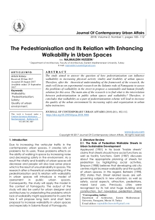 The Pedestrianisation and Its Relation with Enhancing Walkability in Urban Spaces