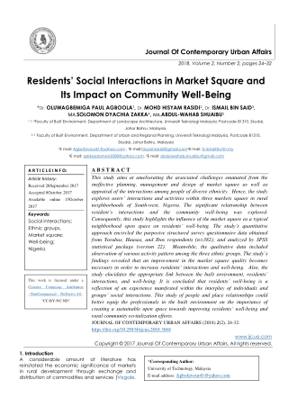 Residents’ Social Interactions in Market Square and Its Impact on Community Well-Being