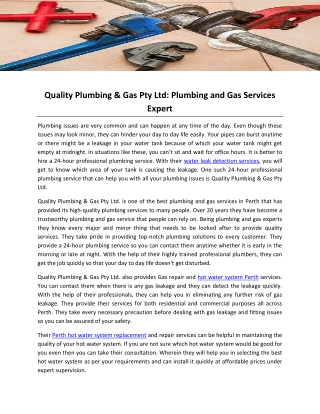 Quality Plumbing & Gas Pty Ltd: Plumbing and Gas Services Expert