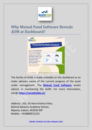 Why Mutual Fund Software Reveals AUM at Dashboard?