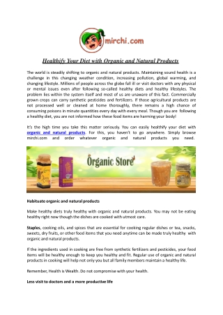 Healthify Your Diet with Organic and Natural Products