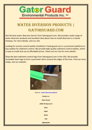 Water Diversion Products | Gatorguard.com