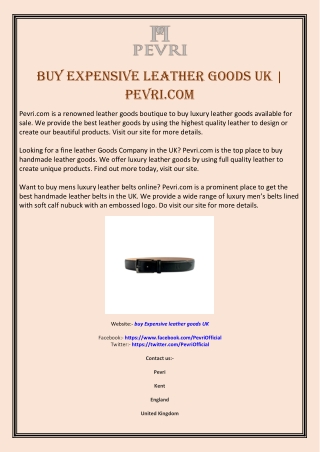 Buy Expensive Leather Goods UK | Pevri.com