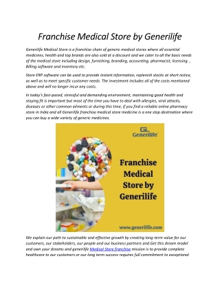 Franchise Medical Store by Generilife