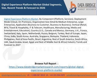 Digital Experience Platform Market Global Segments, Size, Recent Trends & Forecast to 2027