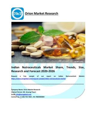 Indian Nutraceuticals Market Size, Share, Trends, Analysis and Forecast 2020-2026