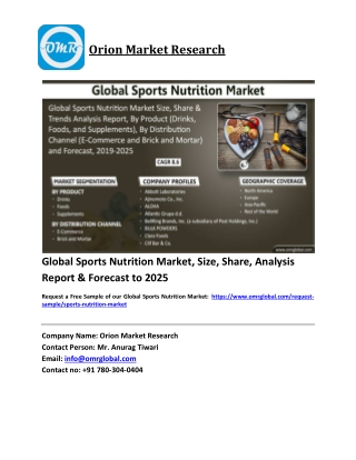 Global Sports Nutrition Market Trends, Size, Competitive Analysis and Forecast 2019-2025