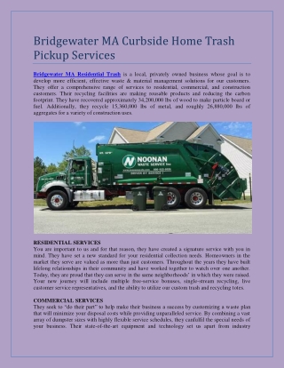 Bridgewater MA Curbside Home Trash Pickup Services