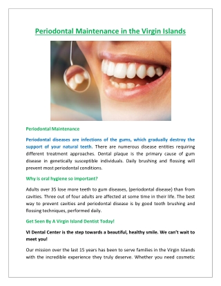 Periodontal Maintenance in the Virgin Islands