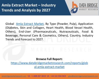 Amla Extract Market Growth, Analysis, Size and Forecast 2027