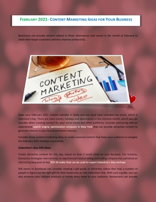 February 2021- Content Marketing Ideas for Your Business