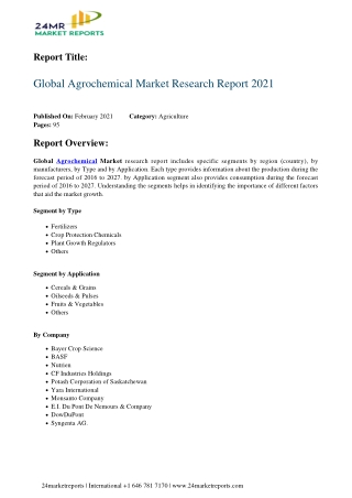 Agrochemical Market Research Report 2021