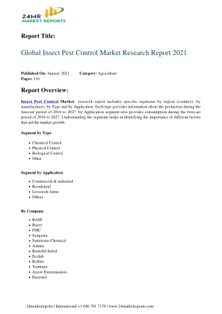 Insect Pest Control Market Research Report 2021