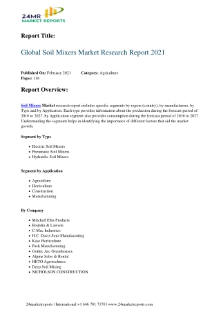 Soil Mixers Market Research Report 2021