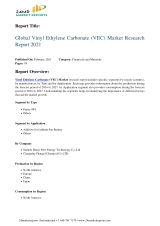 Vinyl Ethylene Carbonate (VEC) Market Research Report 2021