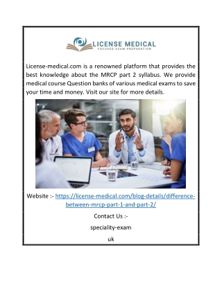 MRCP Part 2 Syllabus | License-medical.com