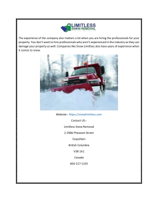 Limitless Snow Removal Company in Vancouver