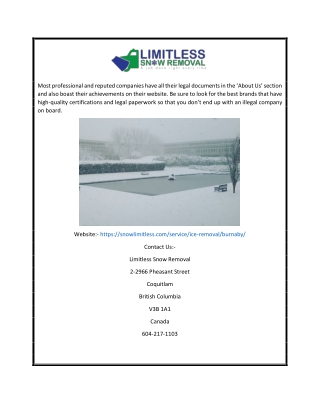 Ice Control Service Burnaby | Snowlimitless.com