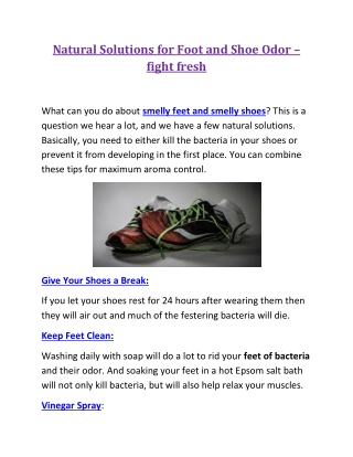 Natural Solutions for Foot and Shoe Odor