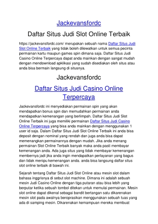 Jackevansfordc Daftar Situs Judi Slot Online Terbaik