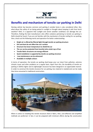 Benefits and mechanism of tensile car parking in Delhi