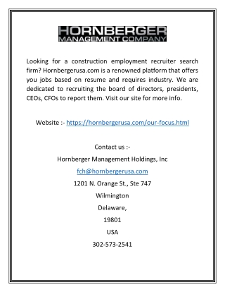 Construction Executive Recruiter | Hornbergerusa.com