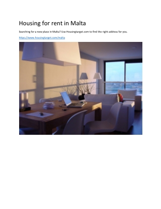 Housing for rent in Malta