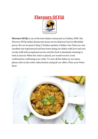 Flavours Of Fiji Indian Restaurant Parklea, NSW– 5% off