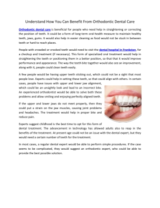 Understand How You Can Benefit From Orthodontic Dental Care