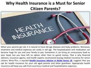 Why is it a must for senior citizens to get health insurance?