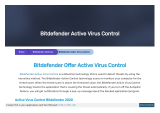Bitdefender Active Virus Control | Discover Quick Procedure