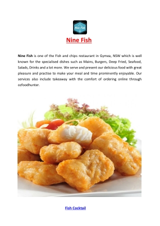 5% Off - Nine Fish Restaurant Menu - Takeaway Gymea, NSW