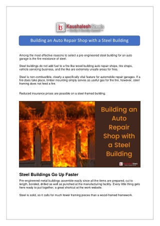 Building an Auto Repair Shop with a Steel Building
