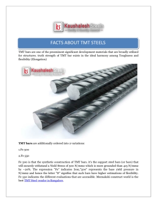 FACTS ABOUT TMT STEEL