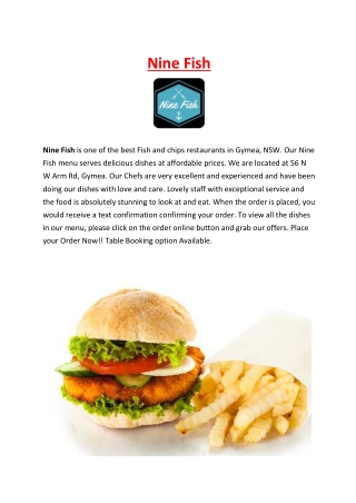 Nine Fish Menu Gymea Restaurant, NSW – 5% Off