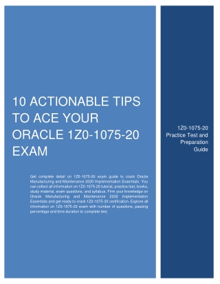 10 Actionable Tips to Ace Your Oracle 1Z0-1075-20 Exam
