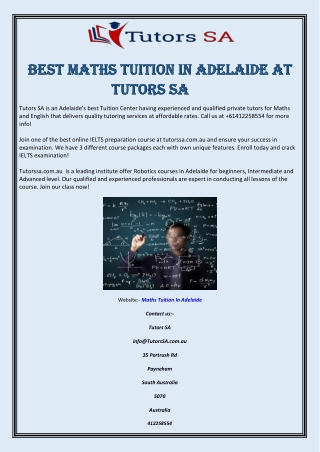 Best Maths Tuition in Adelaide at Tutors SA