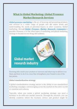 What Is Global Marketing - Global Presence Market Research