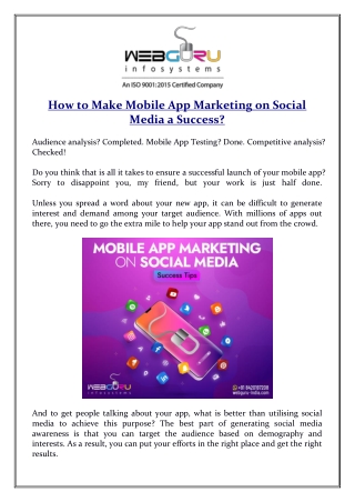 How to Make Mobile App Marketing on Social Media a Success?