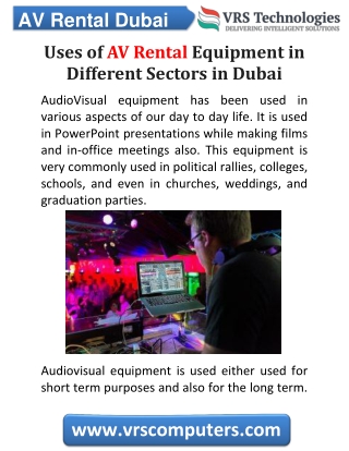 Uses of AV Rental Equipment in Different Sectors in Dubai