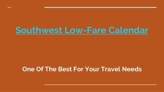 Southwest Low-Fare Calendar