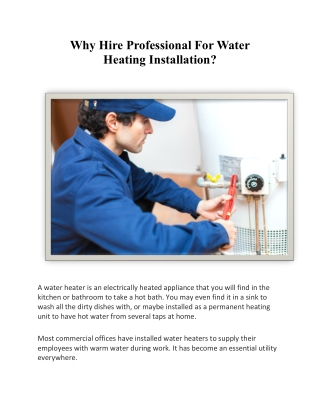 Hire Professional for Water Heating Installation | Precision Tech