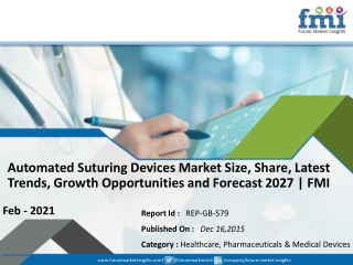 Automated Suturing Devices Market Trends, Segmentation and Forecast to 2025 | FMI Report