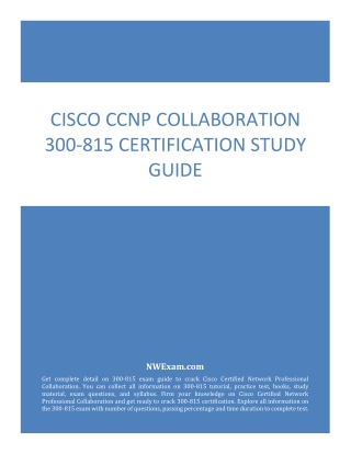 Best Cisco CCNP Collaboration 300-815 Certification Study Guide