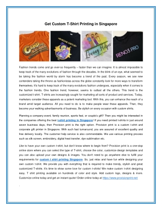 Get Custom T-Shirt Printing in Singapore